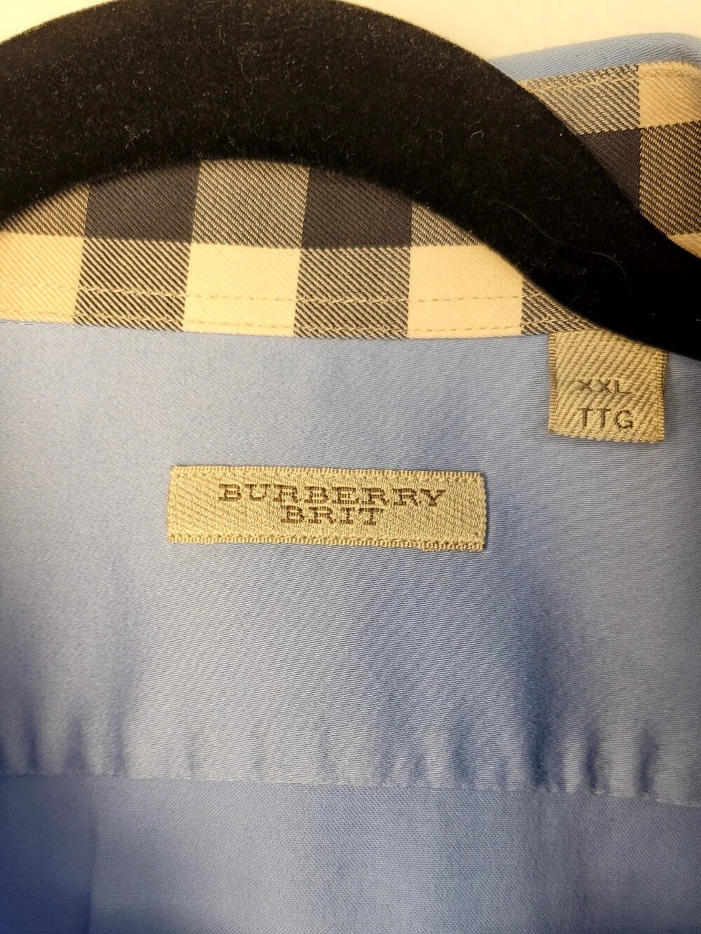 Burberry Burberry Brit Nova Check Button Up Shirt Men’s XXL Fits XL Light Blue - Picture 5 of 14